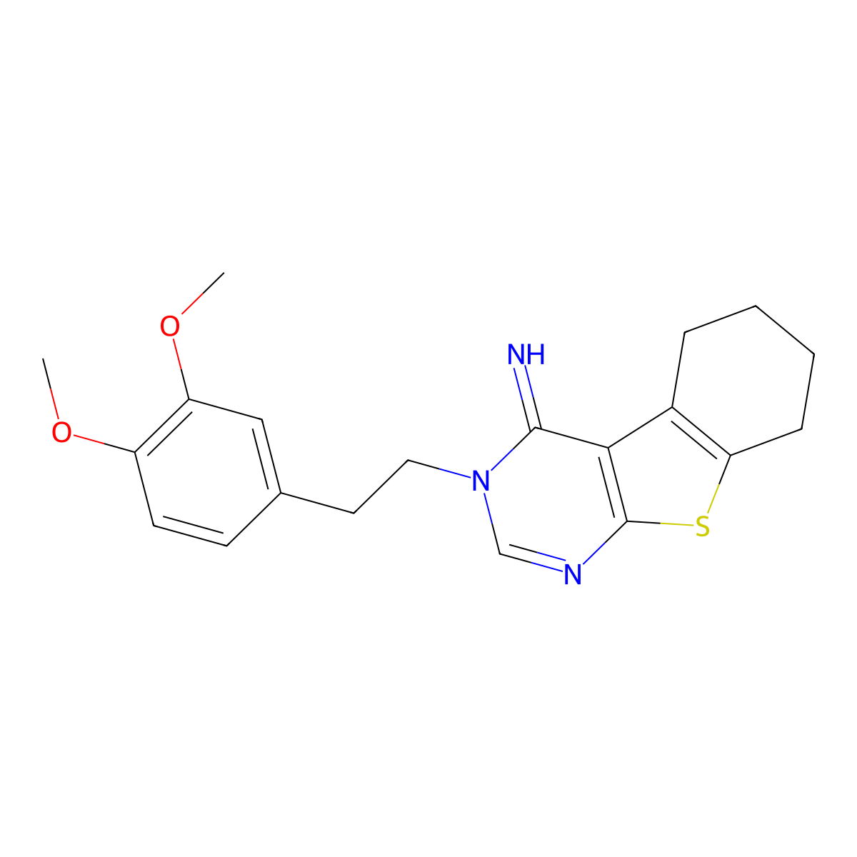 3-[2-(3,4-Dimethoxyphenyl)ethyl]-5,6,7,8-tetrahydro-[1]benzothiolo[2,3-d]pyrimidin-4-imine molecular structure, CAS 627053-61-6
