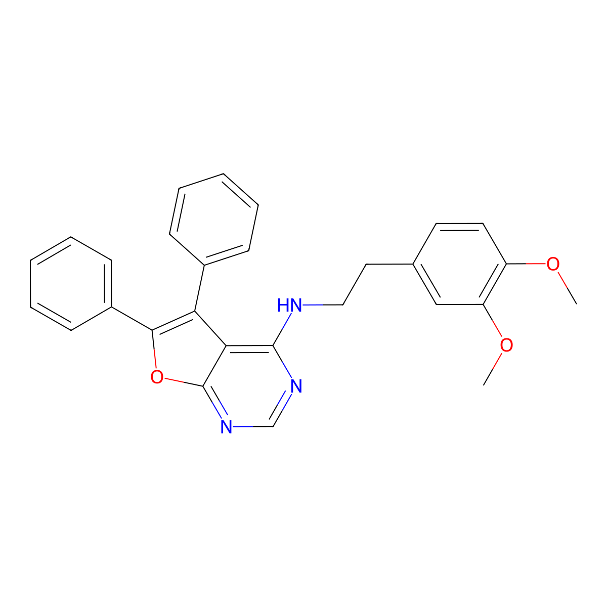 N-[2-(3,4-dimethoxyphenyl)ethyl]-5,6-diphenylfuro[2,3-d]pyrimidin-4-amine molecular structure, CAS 627053-64-9