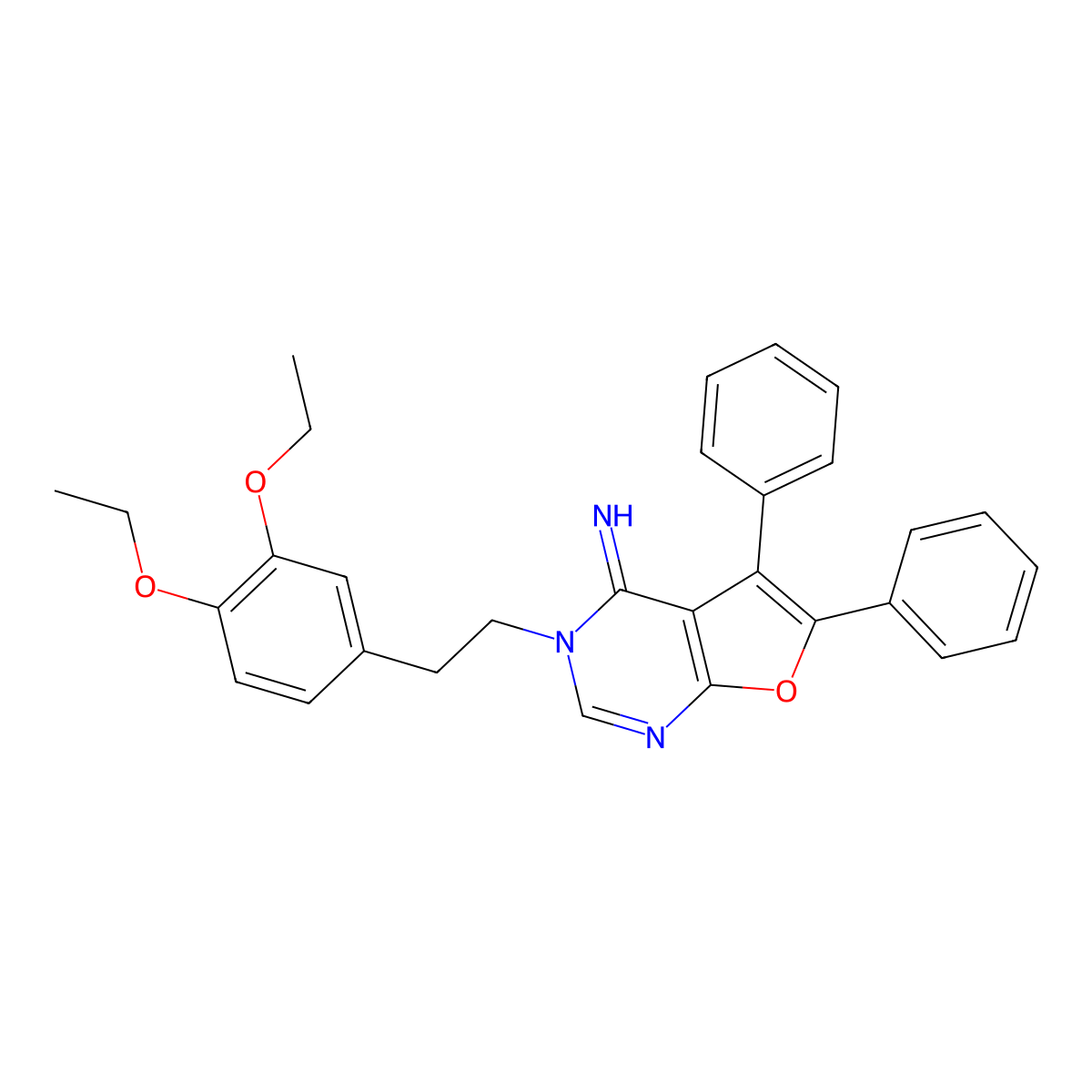 3-[2-(3,4-diethoxyphenyl)ethyl]-5,6-diphenylfuro[2,3-d]pyrimidin-4(3H)-imine molecular structure, CAS 627053-65-0