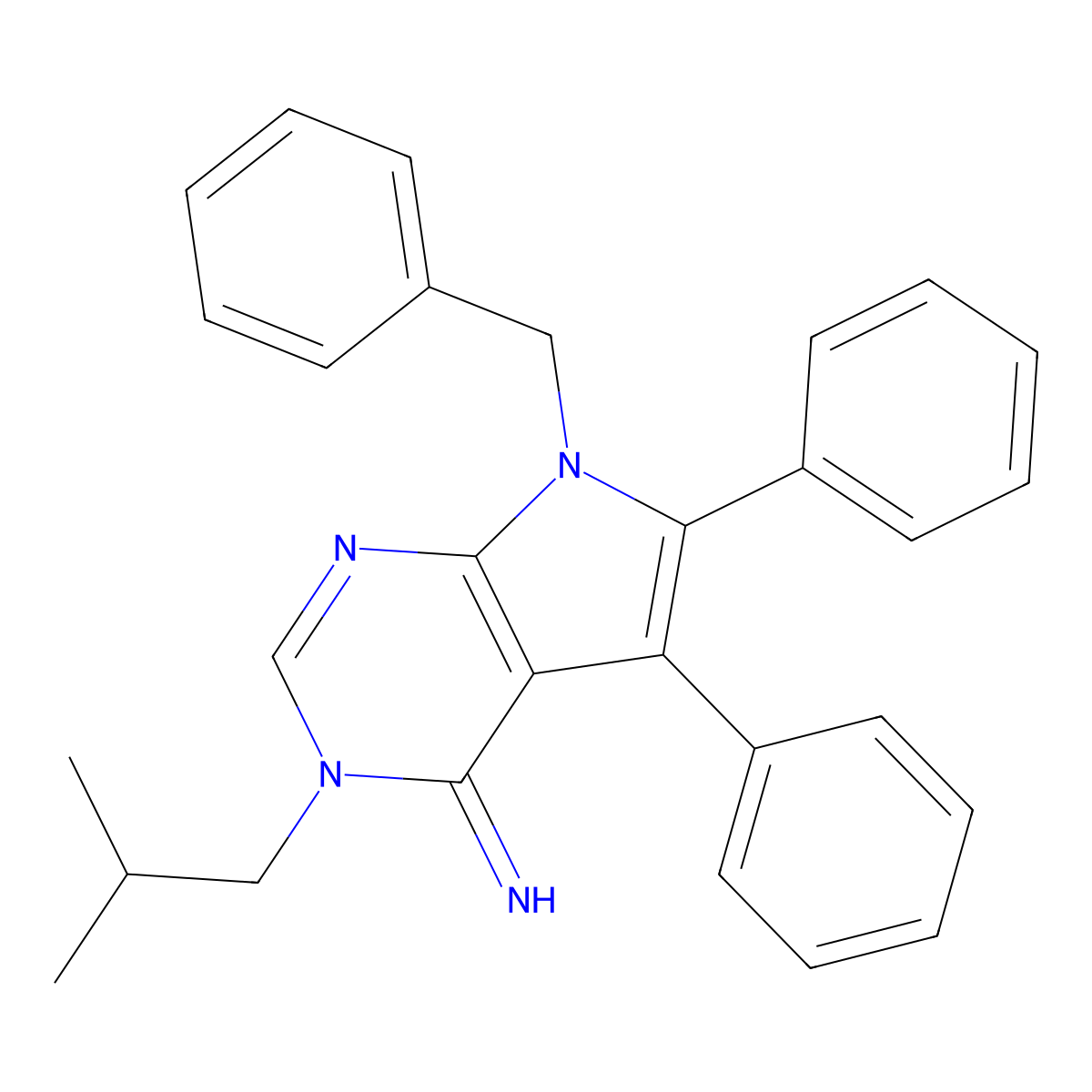 7-Benzyl-3-(2-methylpropyl)-5,6-diphenylpyrrolo[2,3-d]pyrimidin-4-imine molecular structure, CAS 627053-67-2