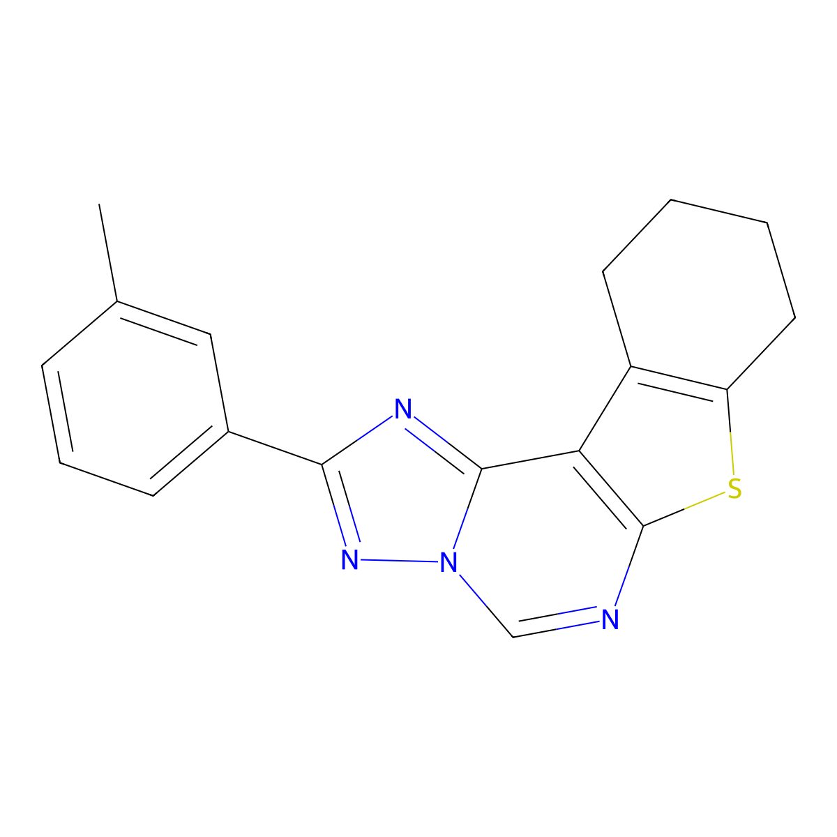 2-(3-Methylphenyl)-8,9,10,11-tetrahydro[1]benzothieno[3,2-e][1,2,4]triazolo[1,5-c]pyrimidine molecular structure, CAS 627053-81-0