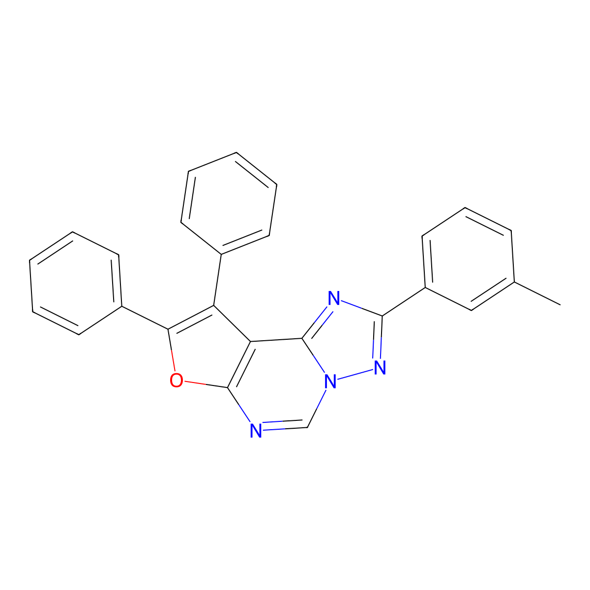 2-(3-Methylphenyl)-8,9-diphenylfuro[3,2-e][1,2,4]triazolo[1,5-c]pyrimidine molecular structure, CAS 627053-86-5