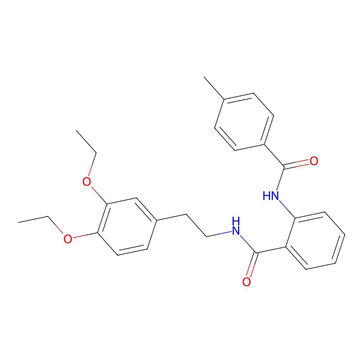 N-[2-(3,4-diethoxyphenyl)ethyl]-2-[(4-methylbenzoyl)amino]benzamide molecular structure, CAS 627055-07-6