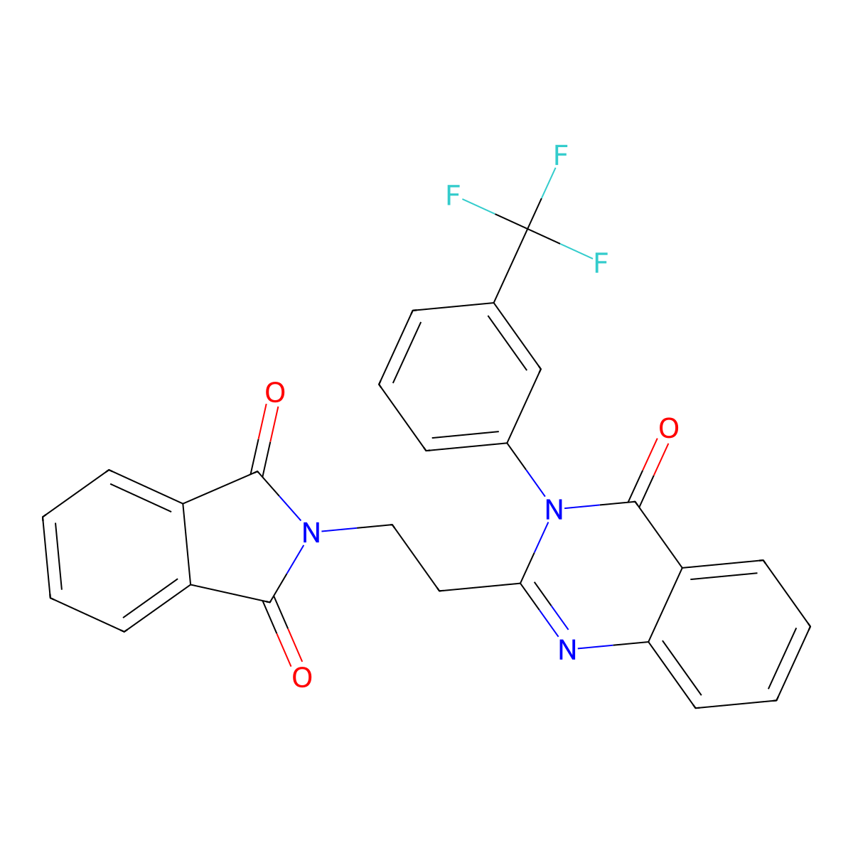 2-[2-[4-Oxo-3-[3-(trifluoromethyl)phenyl]quinazolin-2-yl]ethyl]isoindole-1,3-dione molecular structure, CAS 627055-43-0