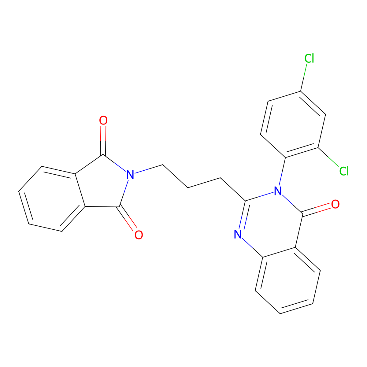 2-[3-[3-(2,4-Dichlorophenyl)-4-oxoquinazolin-2-yl]propyl]isoindole-1,3-dione molecular structure, CAS 627055-51-0