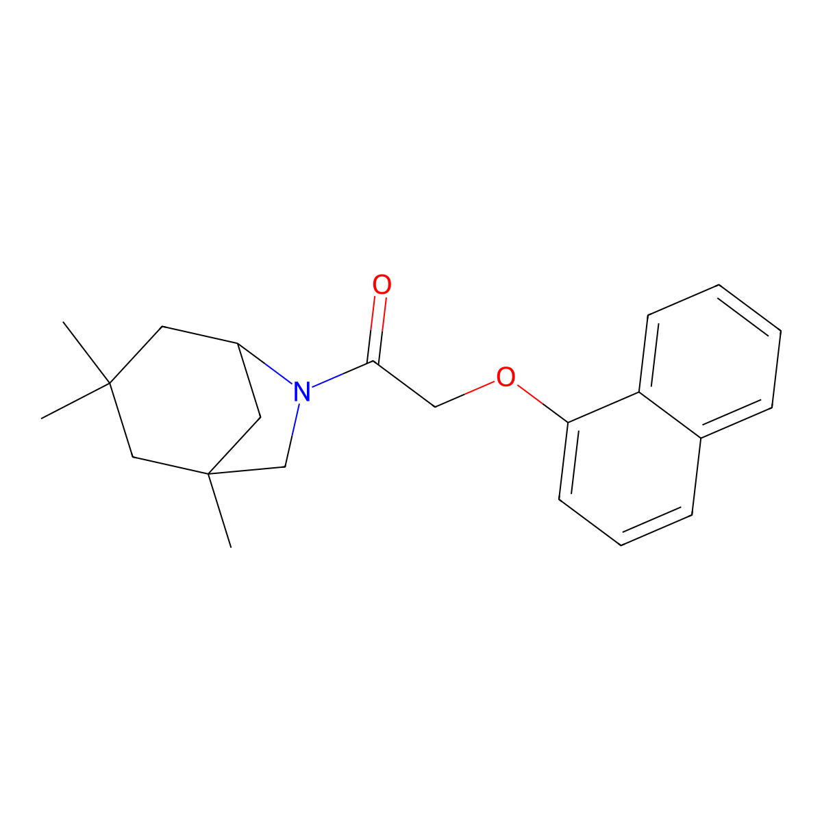 2-Naphthalen-1-yloxy-1-(3,3,5-trimethyl-7-azabicyclo[3.2.1]octan-7-yl)ethanone molecular structure, CAS 627055-79-2