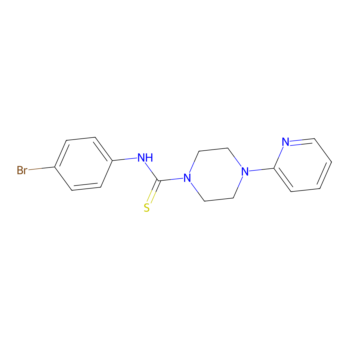 N-(4-bromophenyl)-4-pyridin-2-ylpiperazine-1-carbothioamide molecular structure, CAS 627057-88-9