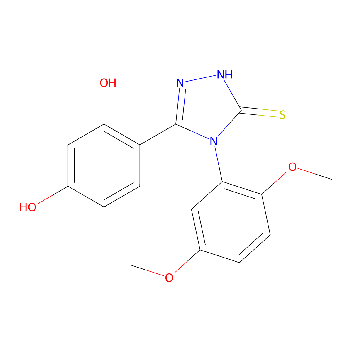 4-[4-(2,5-dimethoxyphenyl)-5-sulfanyl-4H-1,2,4-triazol-3-yl]benzene-1,3-diol molecular structure, CAS 627058-09-7