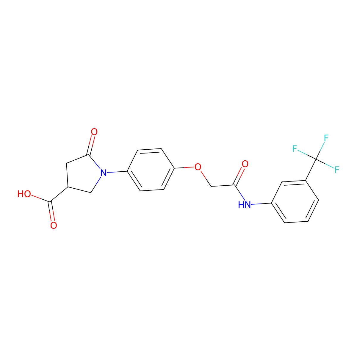 5-Oxo-1-[4-[2-oxo-2-[3-(trifluoromethyl)anilino]ethoxy]phenyl]pyrrolidine-3-carboxylic acid molecular structure, CAS 627059-46-5
