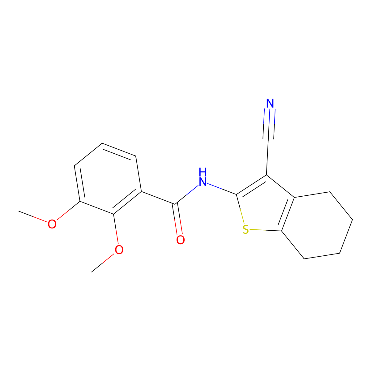 N-(3-cyano-4,5,6,7-tetrahydro-1-benzothiophen-2-yl)-2,3-dimethoxybenzamide molecular structure, CAS 627060-46-2