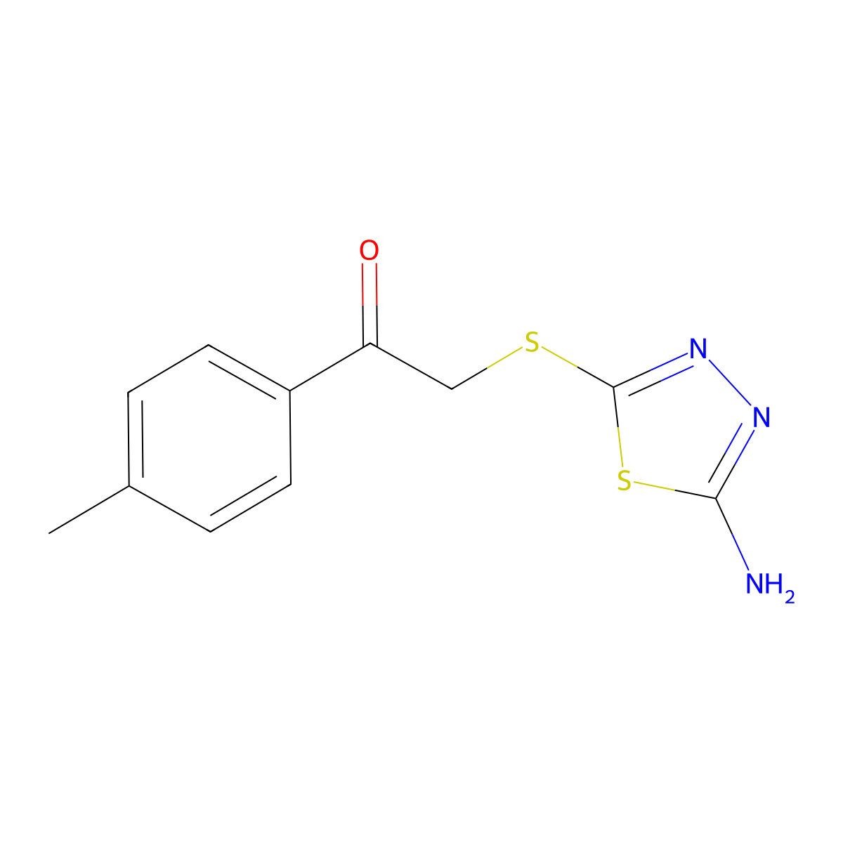 2-[(5-Amino-1,3,4-thiadiazol-2-yl)sulfanyl]-1-(4-methylphenyl)ethanone molecular structure, CAS 627061-09-0