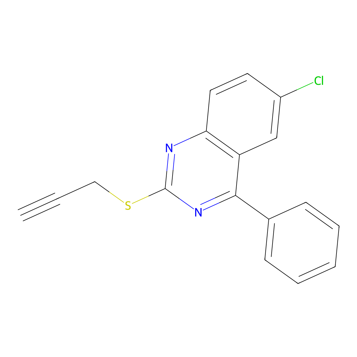 6-Chloro-4-phenyl-2-(prop-2-yn-1-ylsulfanyl)quinazoline molecular structure, CAS 627062-16-2