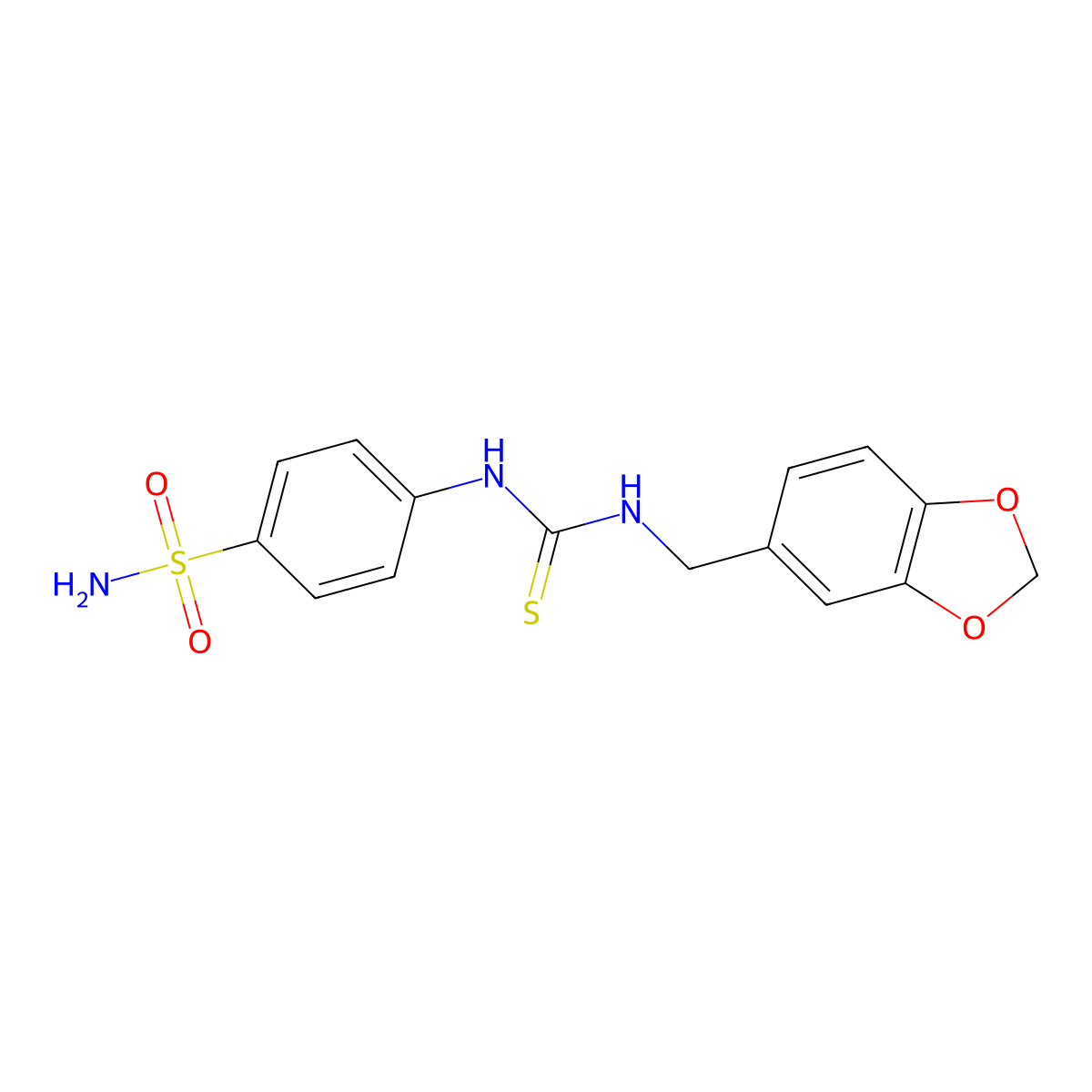 1-(1,3-Benzodioxol-5-ylmethyl)-3-(4-sulfamoylphenyl)thiourea molecular structure, CAS 627063-44-9