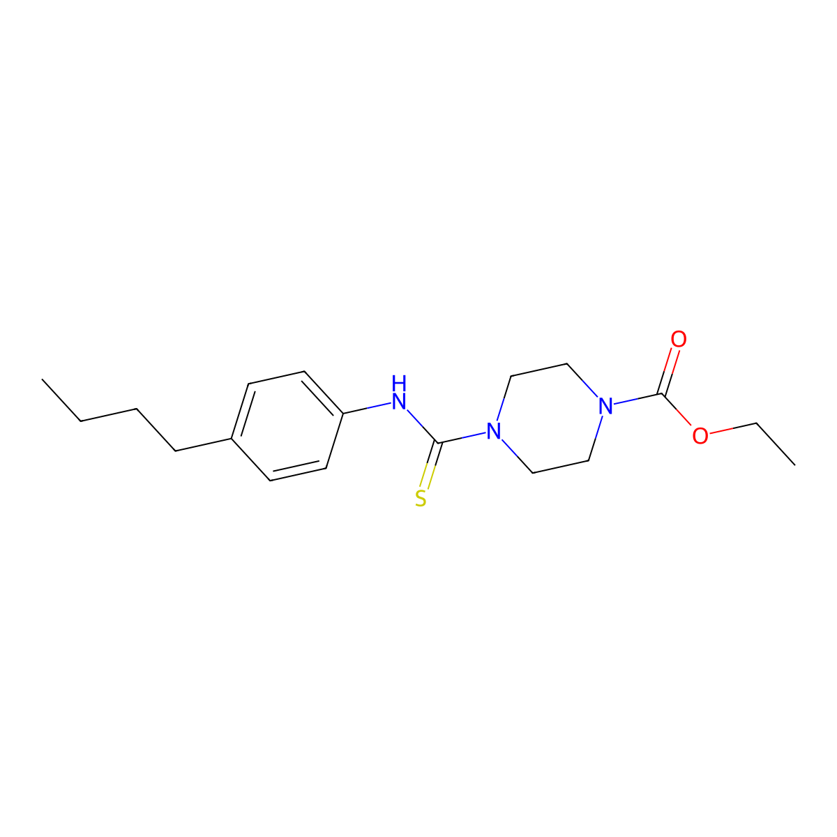 Ethyl 4-[(4-butylphenyl)carbamothioyl]piperazine-1-carboxylate molecular structure, CAS 627063-56-3