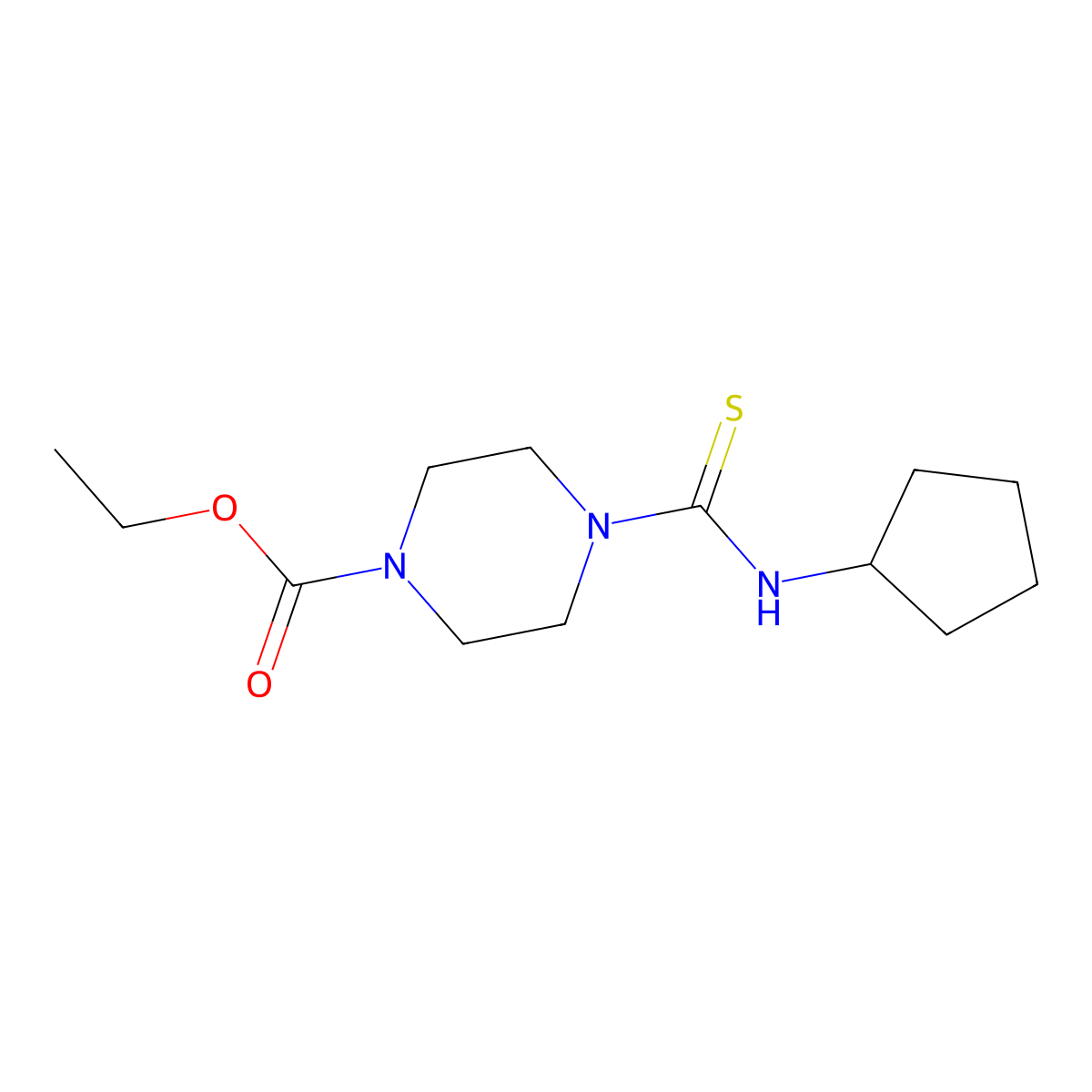 Ethyl 4-(cyclopentylcarbamothioyl)piperazine-1-carboxylate molecular structure, CAS 627063-57-4