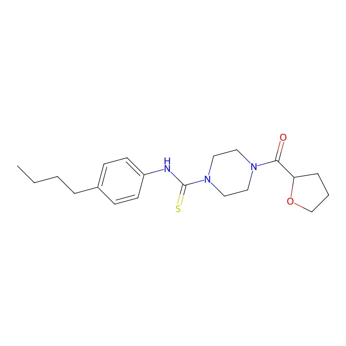 N-(4-butylphenyl)-4-(oxolane-2-carbonyl)piperazine-1-carbothioamide molecular structure, CAS 627063-60-9