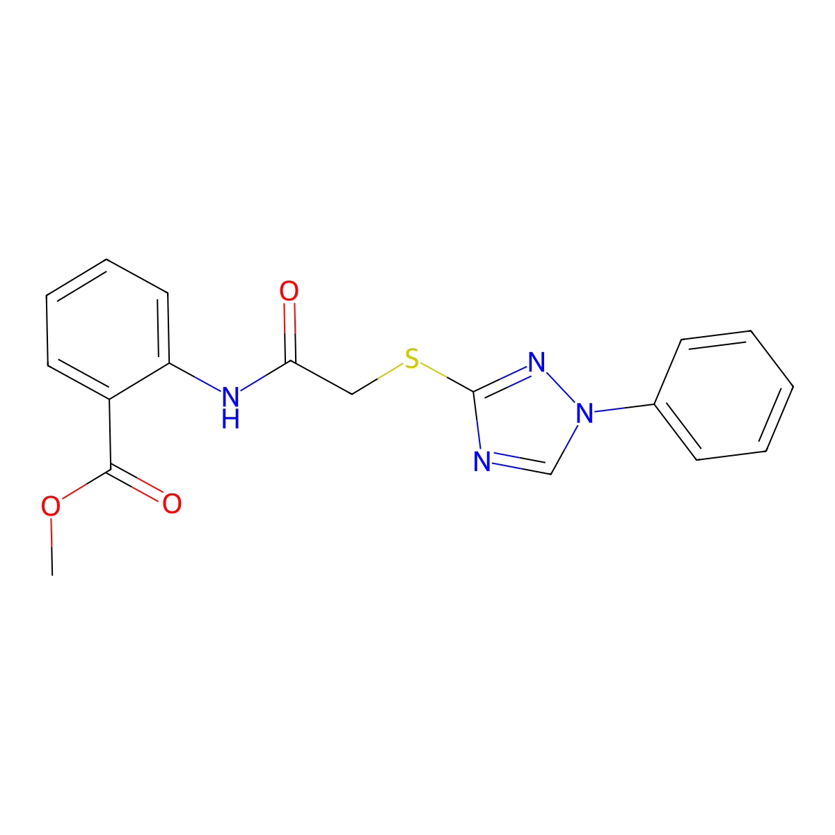 methyl 2-({[(1-phenyl-1H-1,2,4-triazol-3-yl)sulfanyl]acetyl}amino)benzoate molecular structure, CAS 627063-79-0