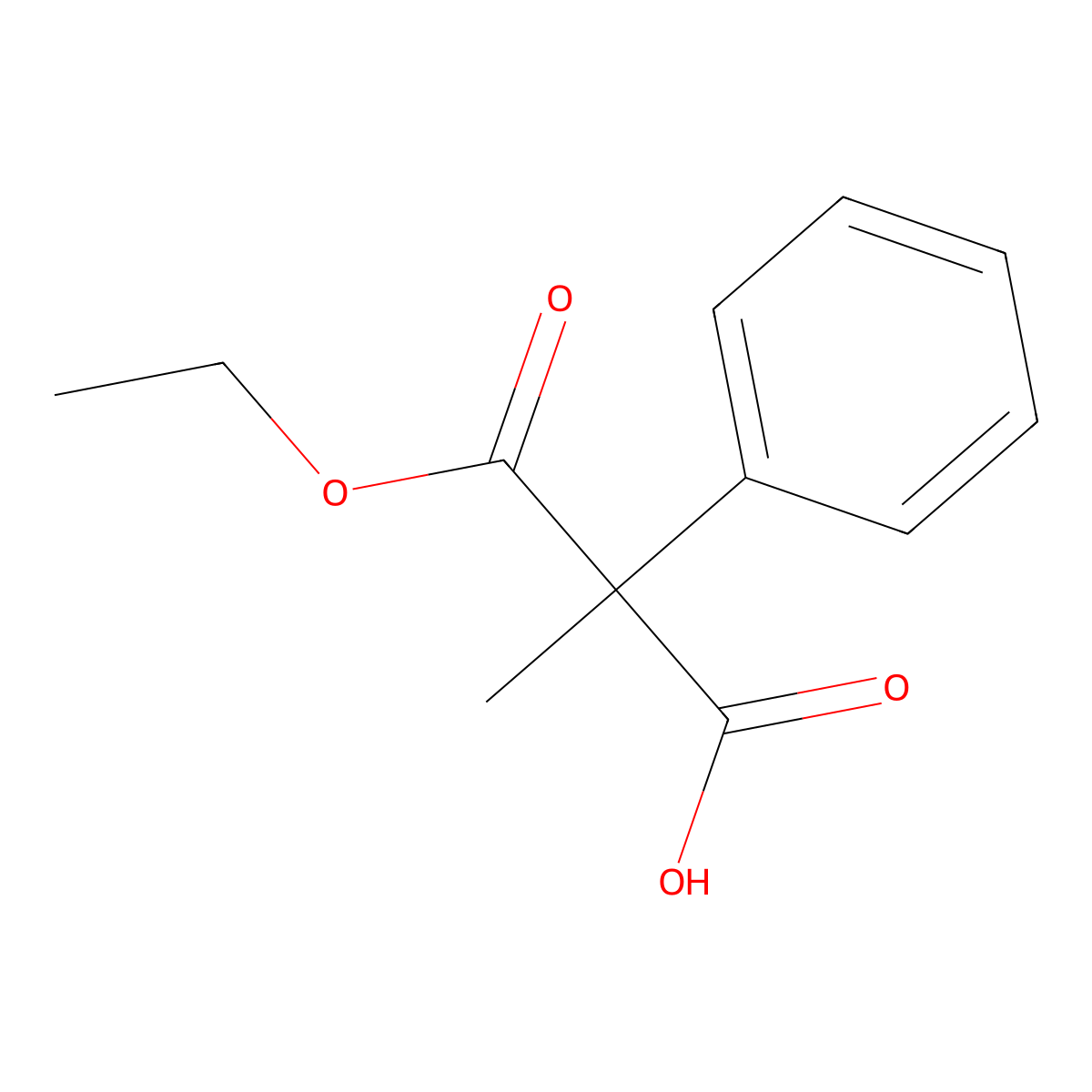 3-Ethoxy-2-methyl-3-oxo-2-phenylpropanoic acid molecular structure, CAS 62707-19-1