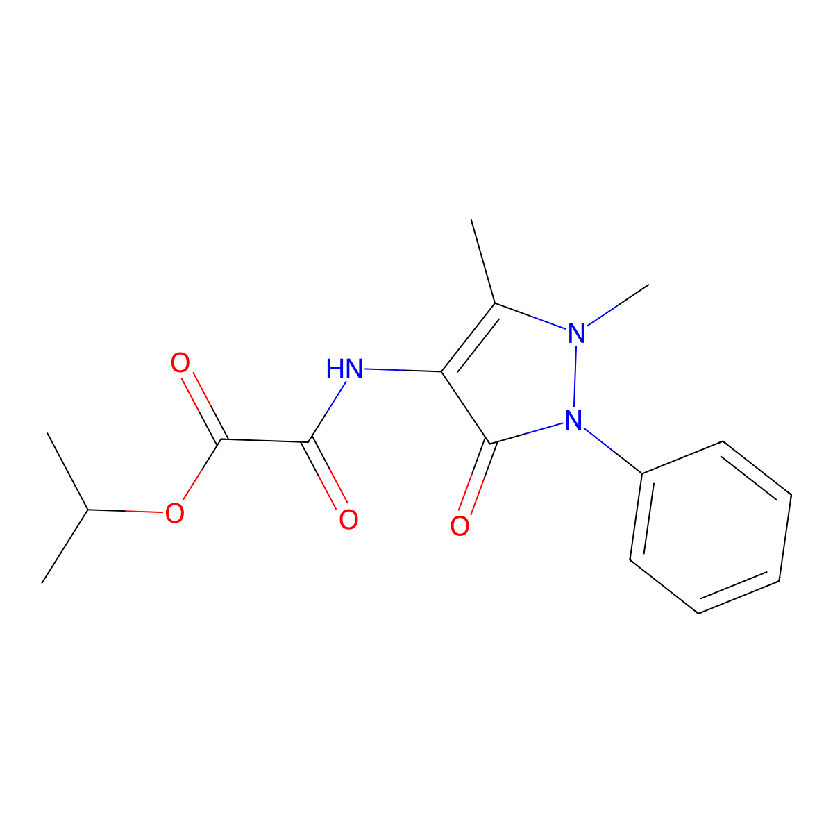 Acetic acid, ((2,3-dihydro-1,5-dimethyl-3-oxo-2-phenyl-1H-pyrazol-4-yl)amino)oxo-, 1-methylethyl ester molecular structure, CAS 62707-50-0