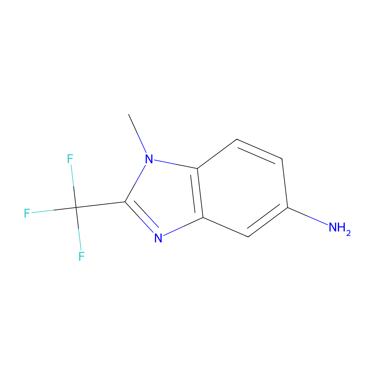 1-Methyl-2-trifluoromethyl-1H-benzoimidazol-5-ylamine molecular structure, CAS 627074-50-4