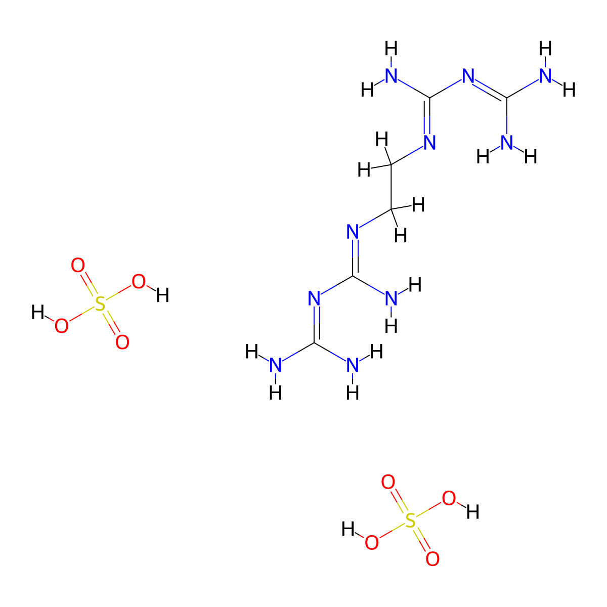 2,4,7,9-Tetraazadecanediimidamide, 3,8-diimino-, sulfate (1:2) molecular structure, CAS 62708-53-6