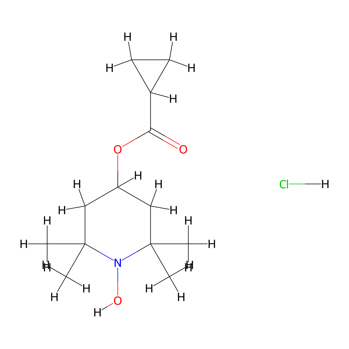 1-Hydroxy-4-cyclopropanecarbonyloxy-2,2,6,6-tetramethylpiperidine hydrochloride molecular structure, CAS 627085-15-8