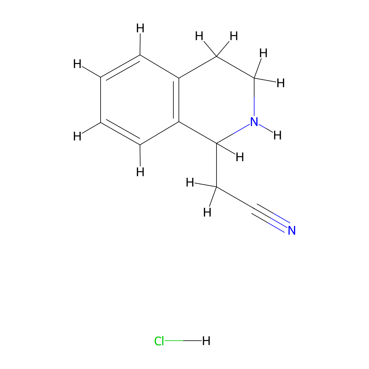 (1,2,3,4-Tetrahydro-isoquinolin-1-yl)-acetonitrile hydrochloride molecular structure, CAS 627098-24-2