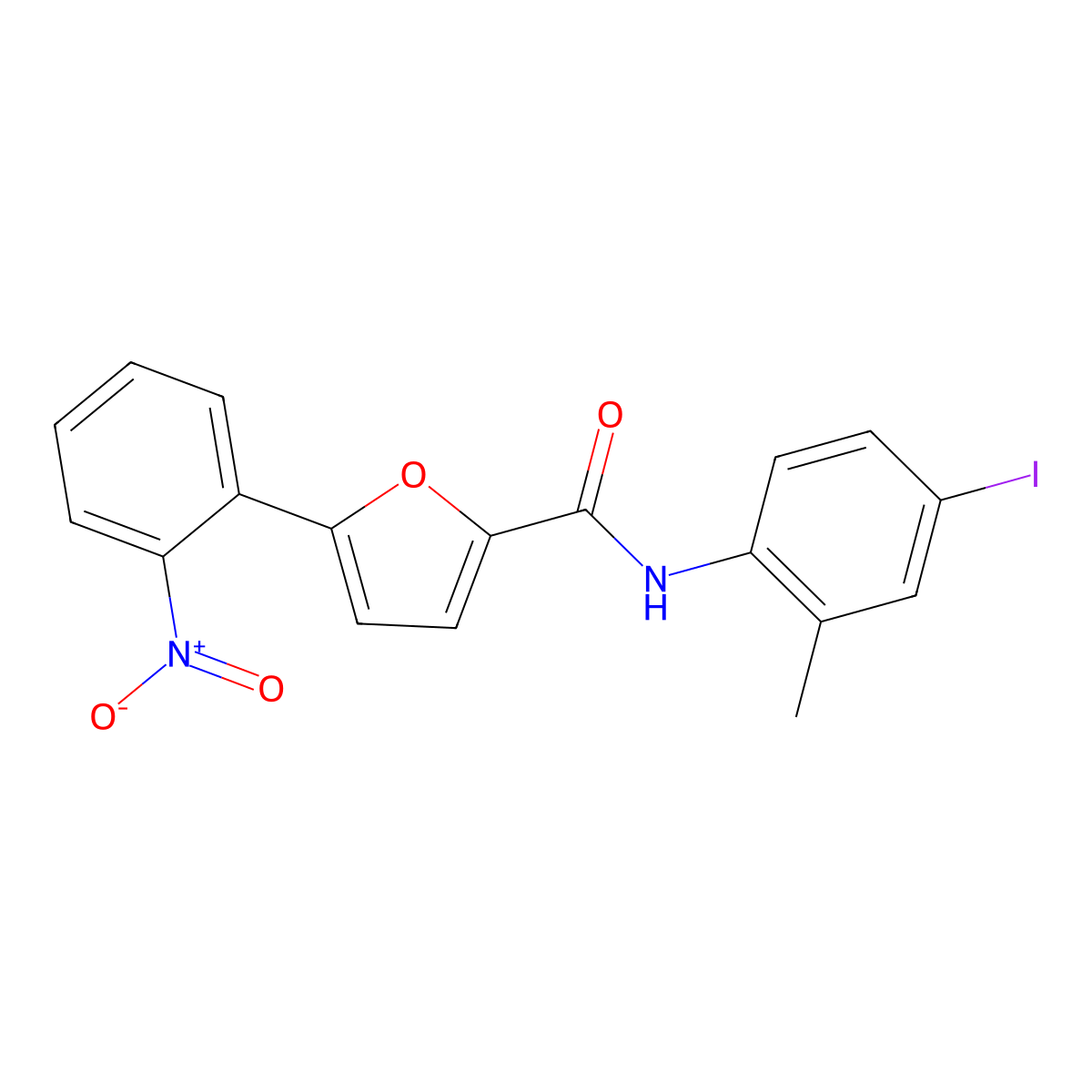 N-(4-iodo-2-methylphenyl)-5-(2-nitrophenyl)furan-2-carboxamide molecular structure, CAS 6271-38-1