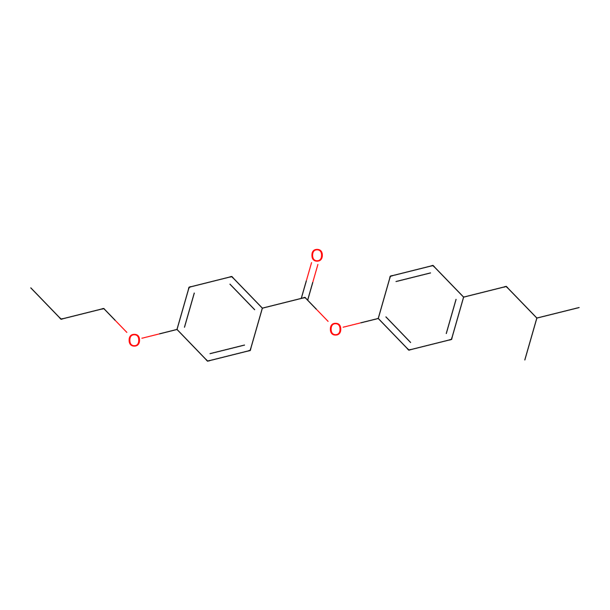 4-(2-Methylpropyl)phenyl 4-propoxybenzoate molecular structure, CAS 62716-81-8