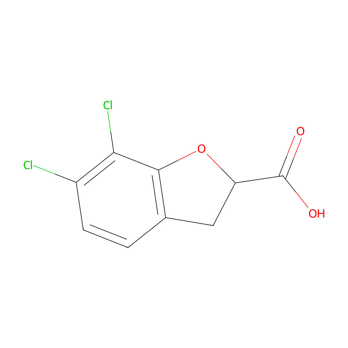 6,7-dichloro-2,3-dihydrobenzofuran-2-carboxylic Acid molecular structure, CAS 62717-17-3