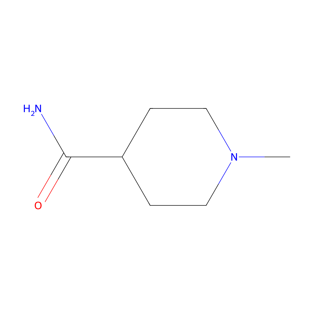 1-Methylpiperidine-4-carboxamide molecular structure, CAS 62718-28-9