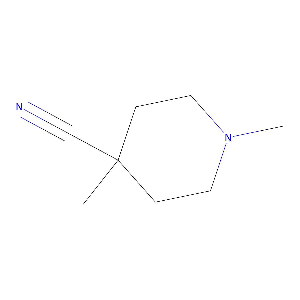 1,4-Dimethylpiperidine-4-carbonitrile molecular structure, CAS 62718-29-0