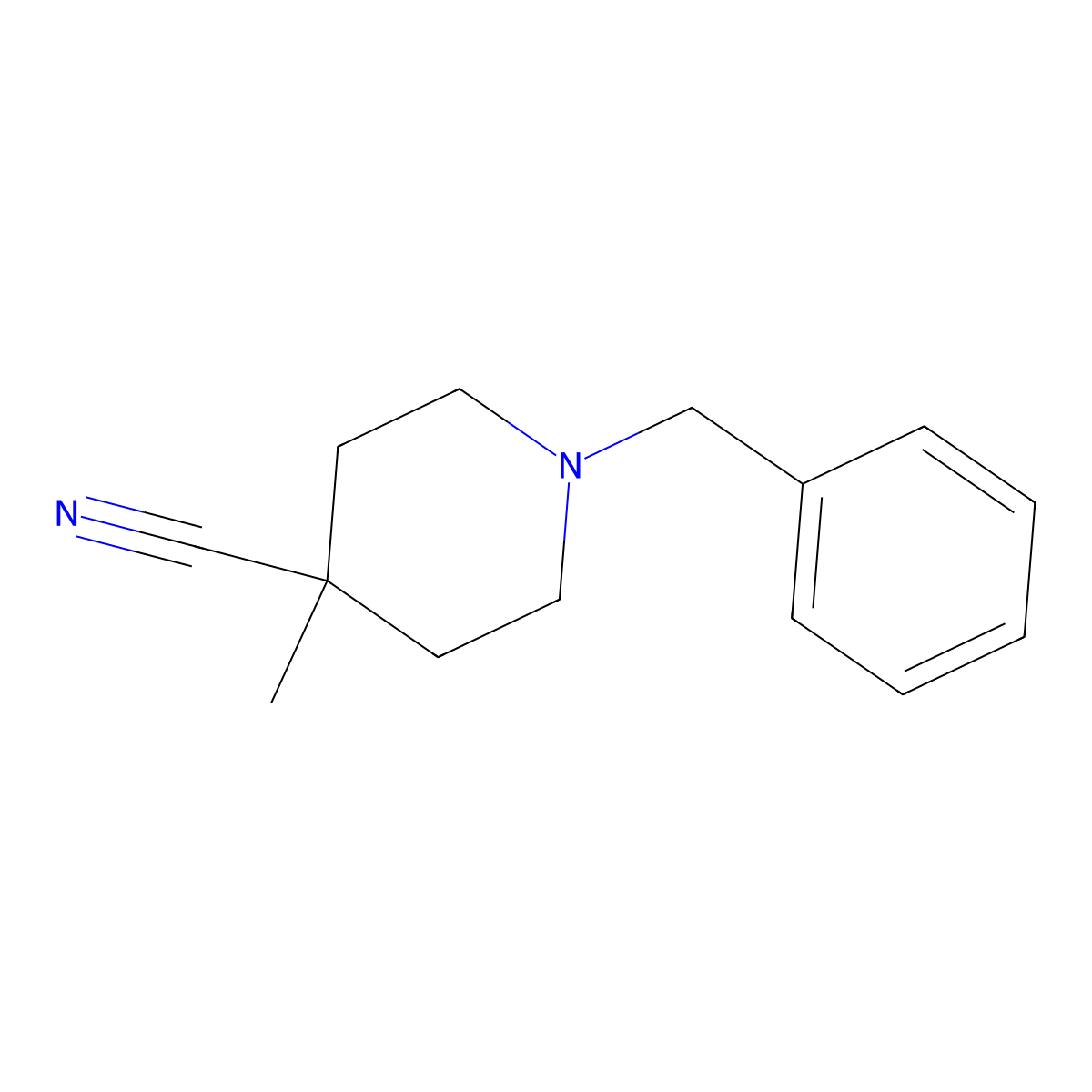 1-Benzyl-4-methylpiperidine-4-carbonitrile molecular structure, CAS 62718-32-5