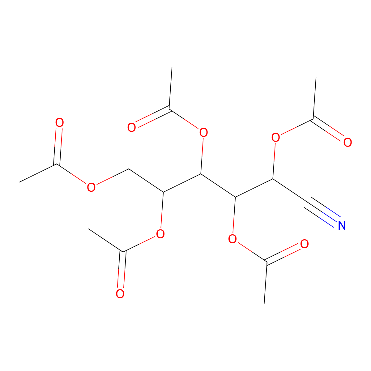 Glucose aldonitrile pentaacetate molecular structure, CAS 6272-51-1