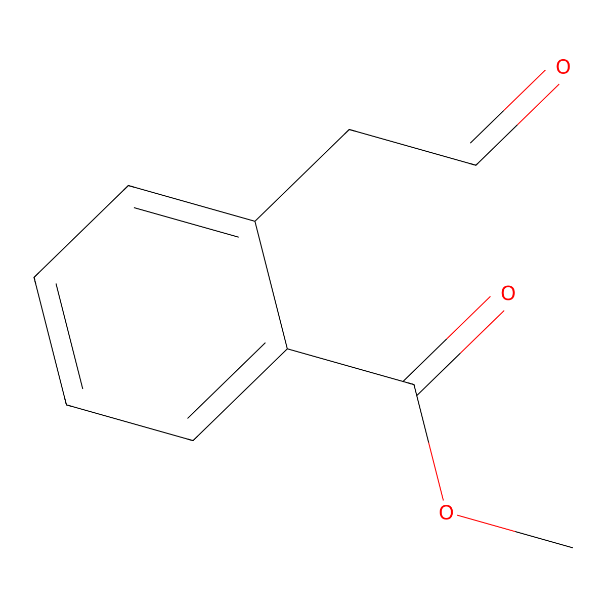 Benzoic acid, 2-(2-oxoethyl)-, methyl ester molecular structure, CAS 62723-81-3