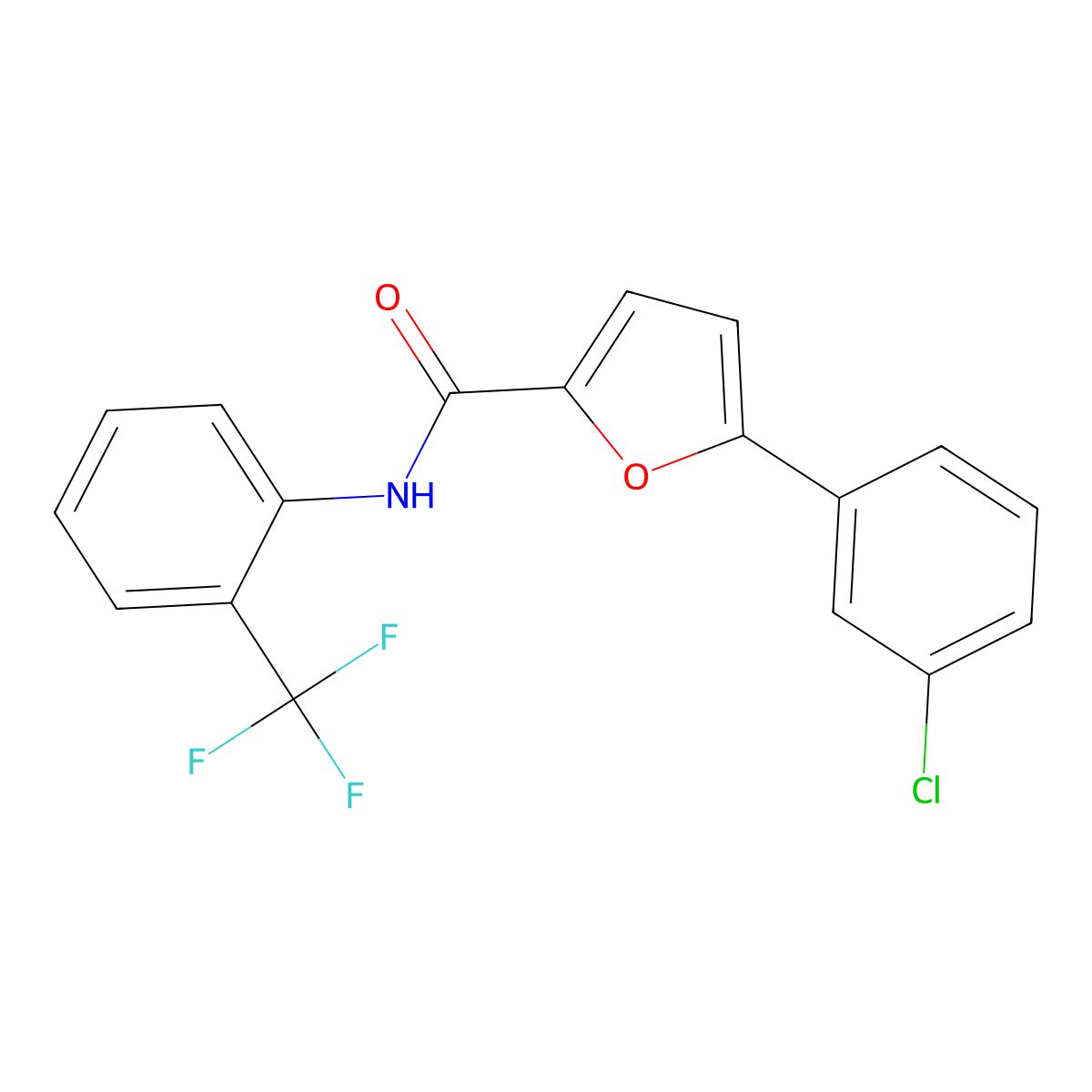 5-(3-chlorophenyl)-N-[2-(trifluoromethyl)phenyl]furan-2-carboxamide molecular structure, CAS 6273-05-8