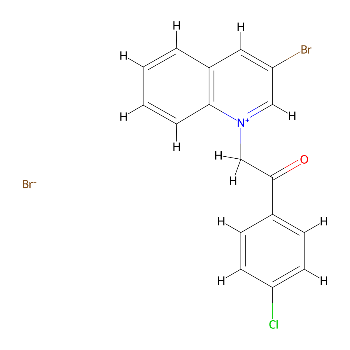 3-Bromo-1-(2-(4-chlorophenyl)-2-oxoethyl)quinolin-1-ium bromide molecular structure, CAS 6273-38-7