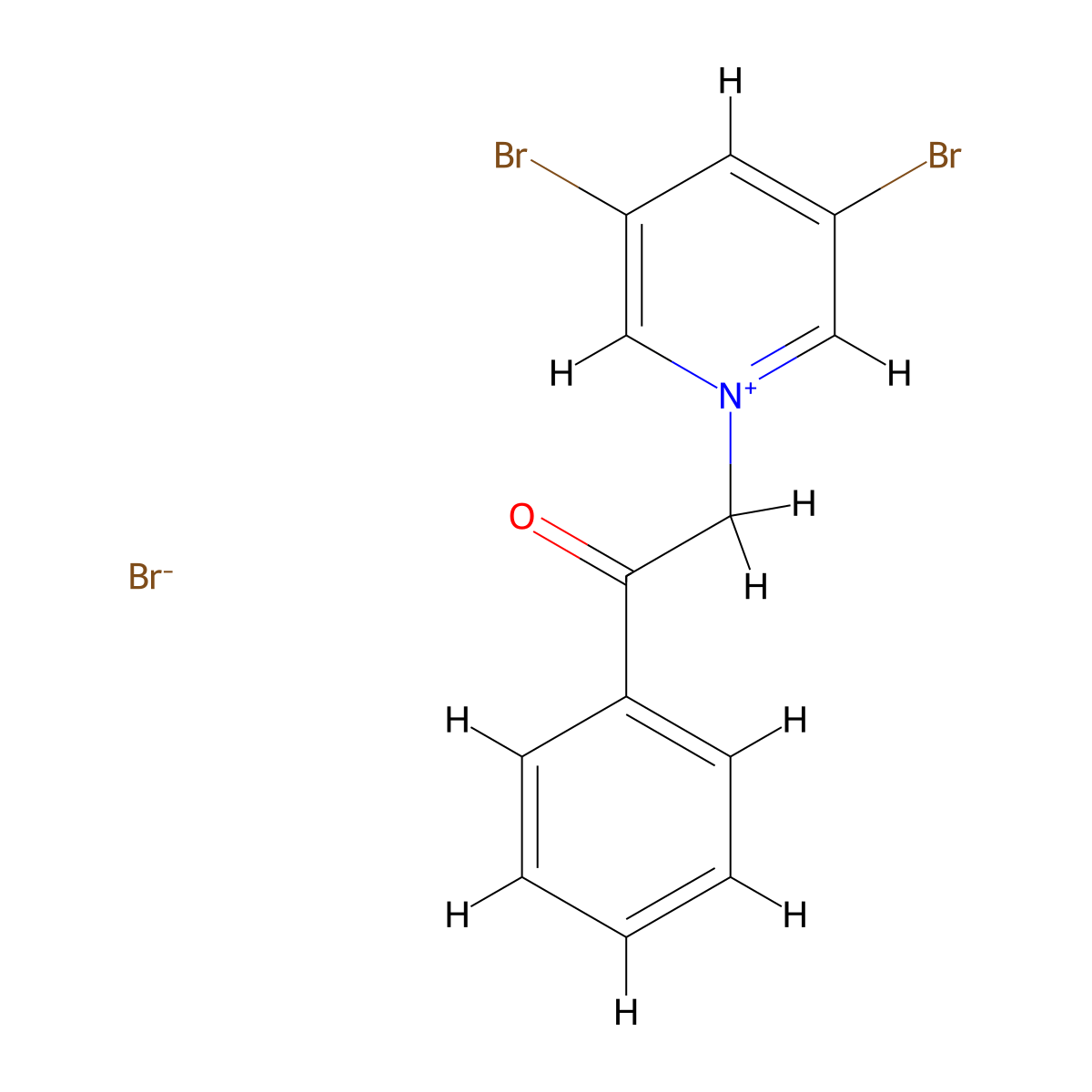 3,5-Dibromo-1-(2-oxo-2-phenylethyl)pyridin-1-ium bromide molecular structure, CAS 6273-88-7