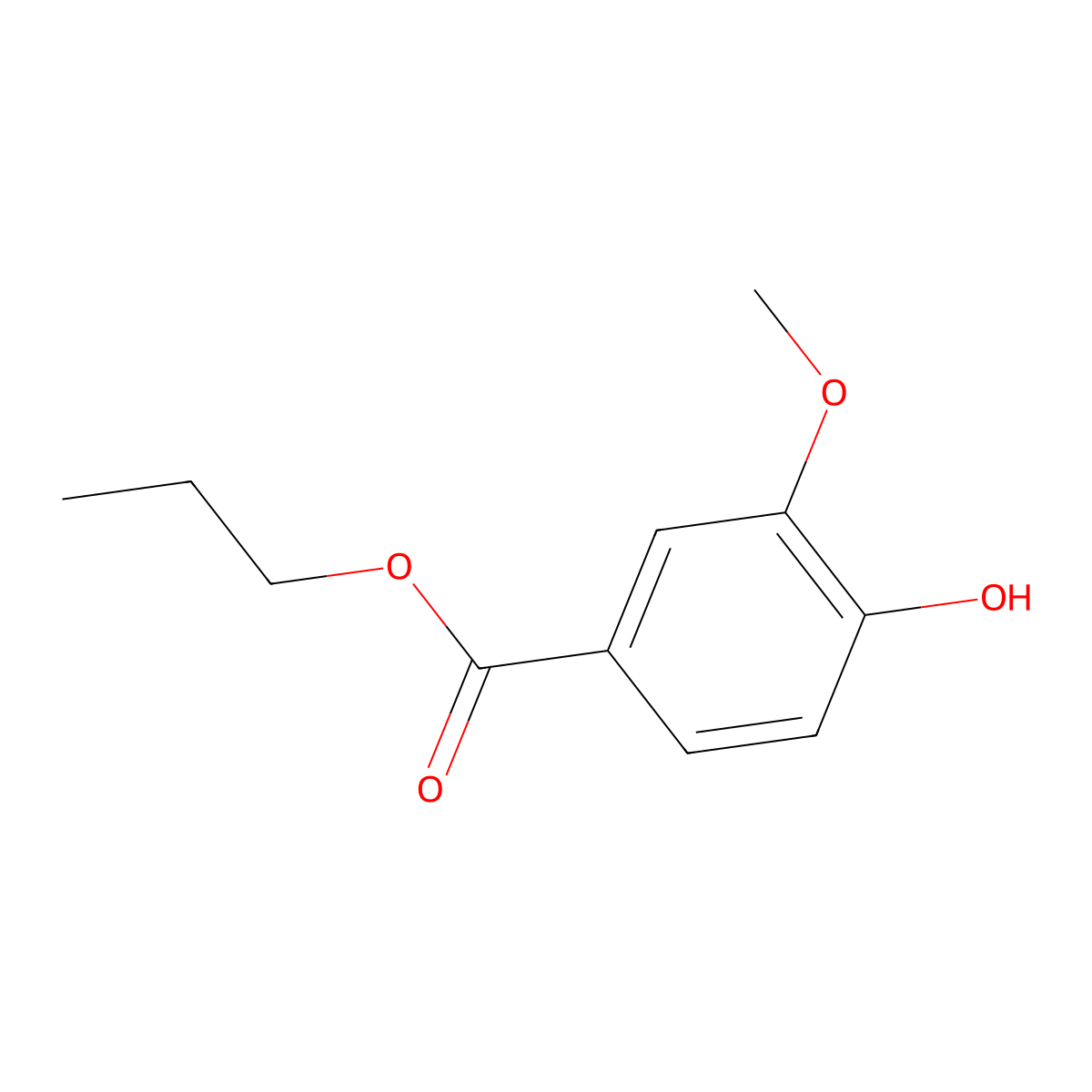 Propyl 4-hydroxy-3-methoxybenzoate molecular structure, CAS 6273-95-6