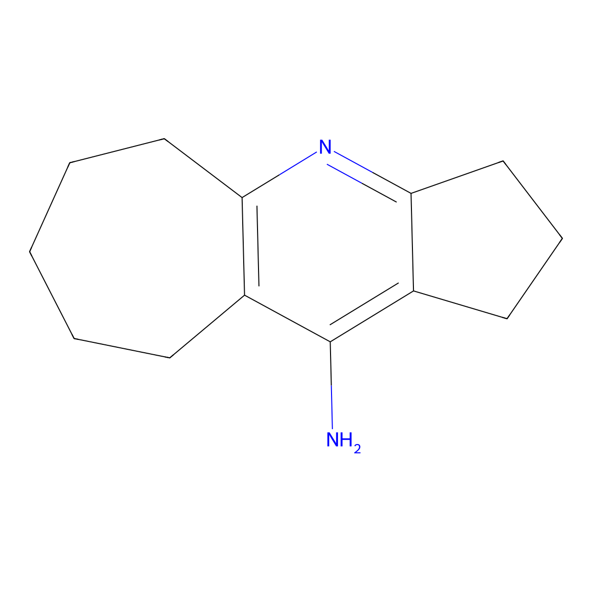 1H-Cyclohepta(b)cyclopenta(e)pyridine, 2,3,4,5,7,8,9-heptahydro-10-amino- molecular structure, CAS 62732-45-0