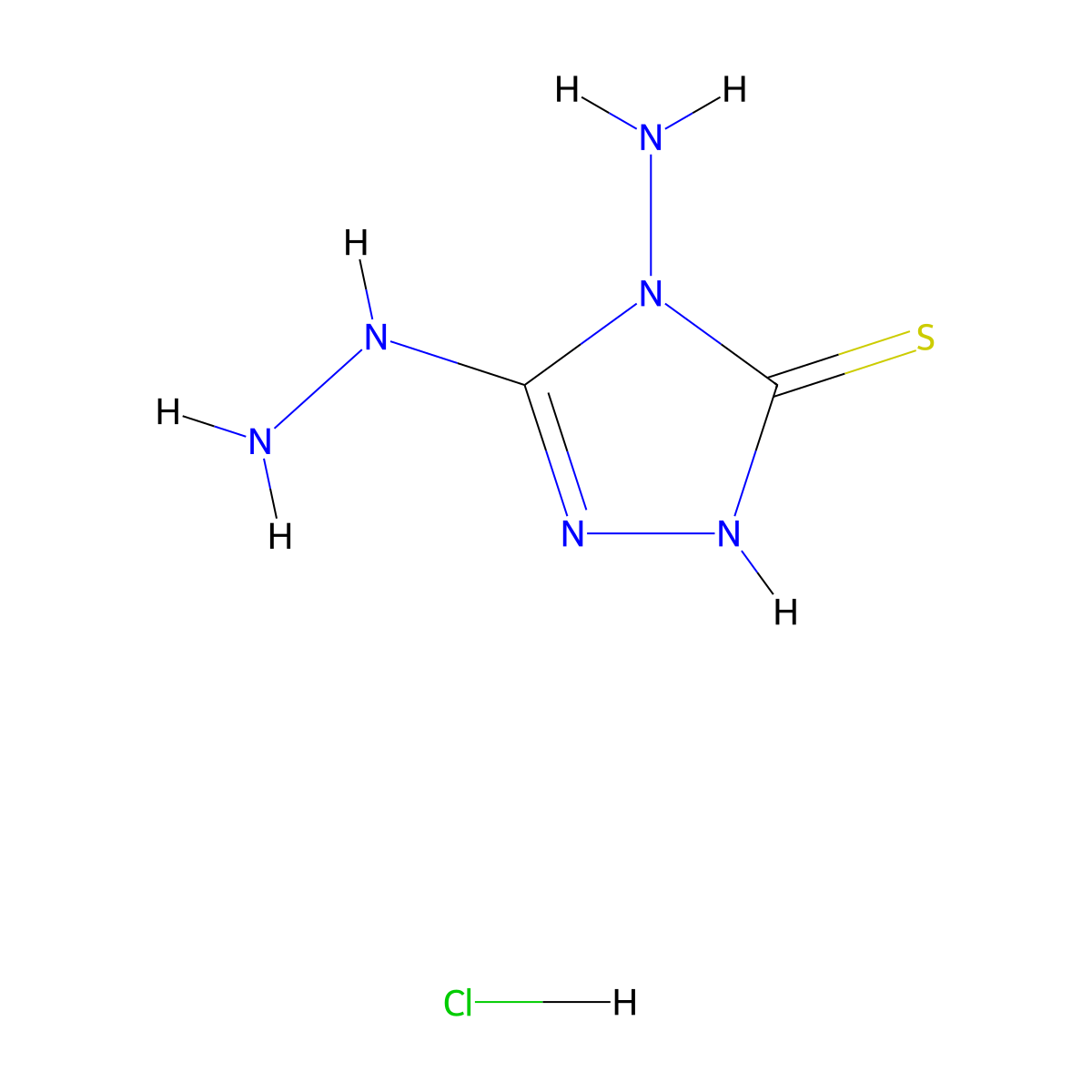 4-amino-5-hydrazinyl-4H-1,2,4-triazole-3-thiol hydrochloride molecular structure, CAS 62733-50-0