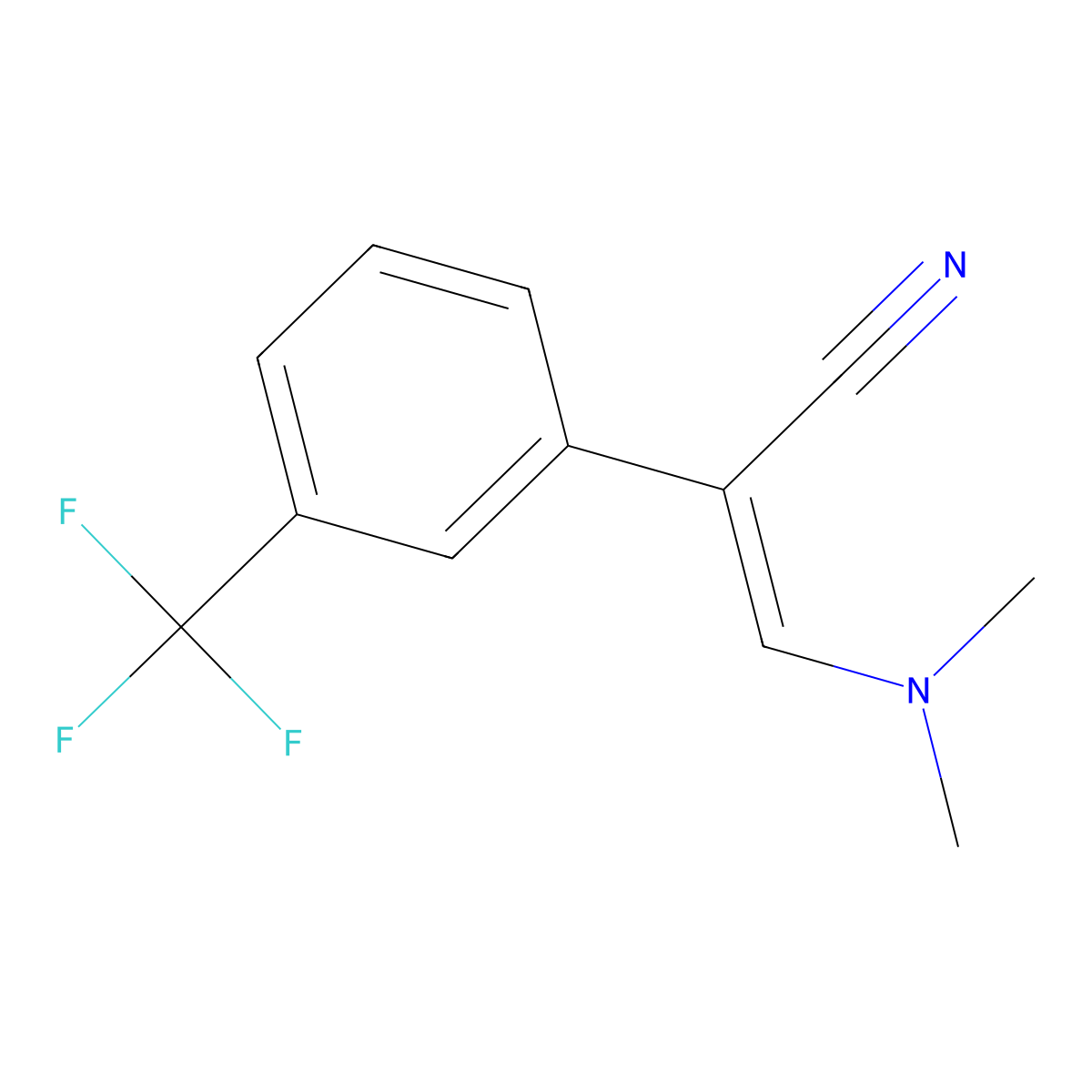 3-(Dimethylamino)-2-(3-(trifluoromethyl)phenyl)acrylonitrile molecular structure, CAS 62738-99-2