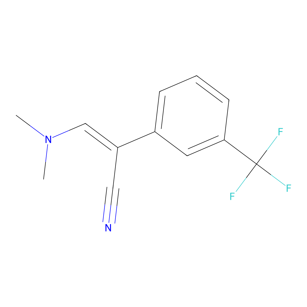 3-(Dimethylamino)-2-(3-(trifluoromethyl)phenyl)acrylonitrile molecular structure, CAS 62738-99-2