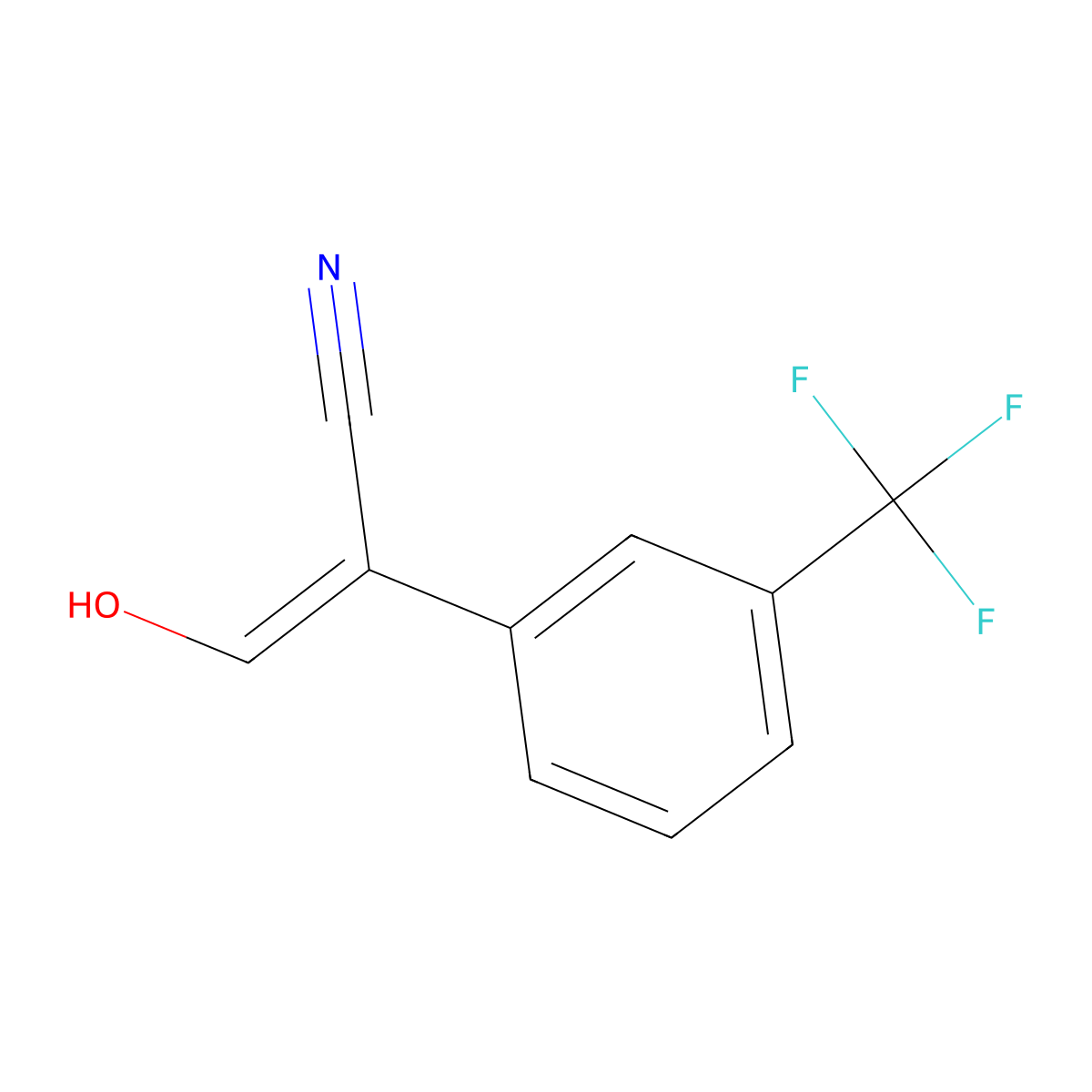 (2Z)-3-hydroxy-2-[3-(trifluoromethyl)phenyl]prop-2-enenitrile molecular structure, CAS 62739-04-2