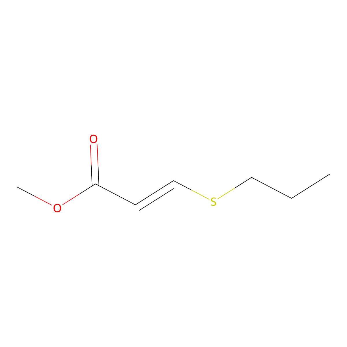 methyl 3-(propylsulfanyl)prop-2-enoate, E molecular structure, CAS 62739-90-6