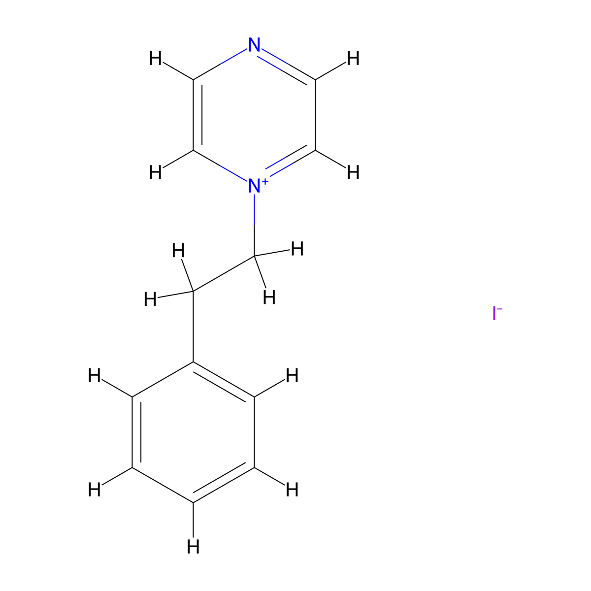 1-(2-Phenylethyl)pyrazin-1-ium iodide molecular structure, CAS 6274-01-7