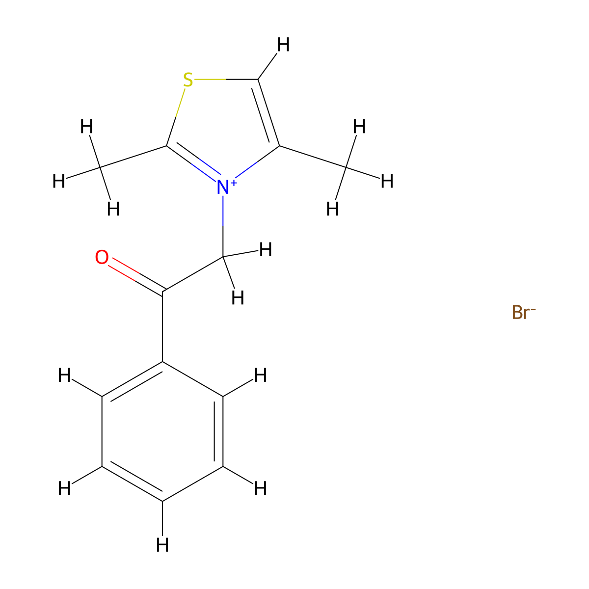 2,4-Dimethyl-3-(2-oxo-2-phenylethyl)-1,3-thiazol-3-ium bromide molecular structure, CAS 6274-04-0