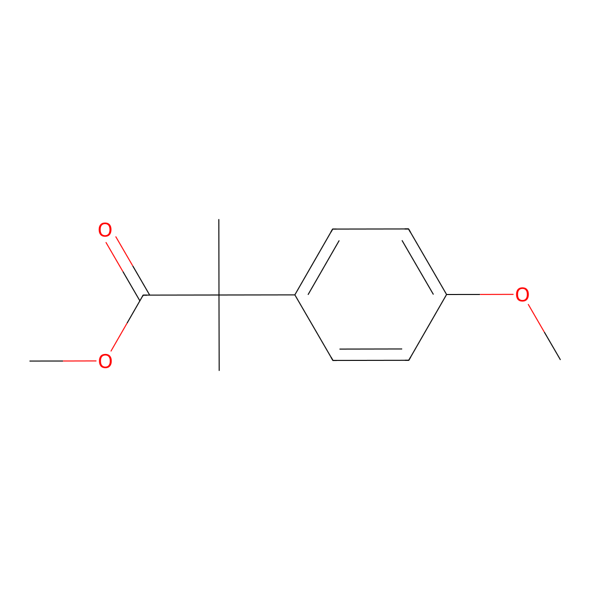 Methyl 2-(4-methoxyphenyl)-2-methylpropanoate molecular structure, CAS 6274-50-6