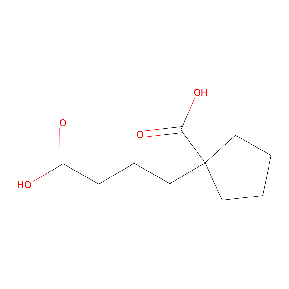 1-(3-Carboxypropyl)cyclopentanecarboxylic acid molecular structure, CAS 6274-52-8