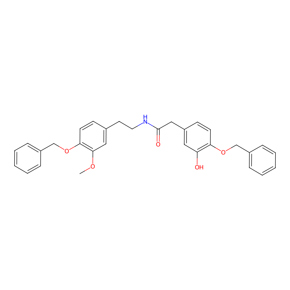 2-[4-(Benzyloxy)-3-hydroxyphenyl]-N-{2-[4-(benzyloxy)-3-methoxyphenyl]ethyl}acetamide molecular structure, CAS 62744-12-1